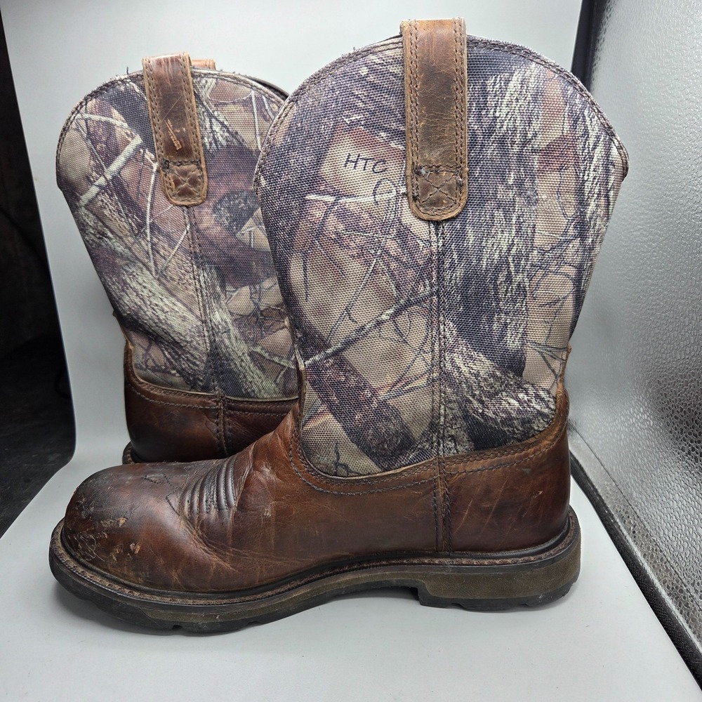 Ariat Groundbreaker Work Boots Mens 8.5 D Brown Camo Steel Toe Pull On Western
